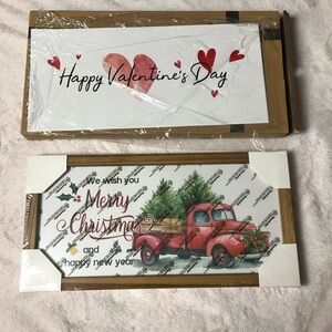 Farmhouse Wall Decor Sign Christmas with 10 Interchangeable Holiday signs New
